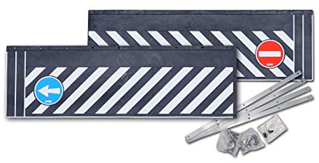 Hansen Styling Parts: paraurti posteriore per autocarri/protezione parafango “Einbahnstraße” (in gomma dura) - Versione extra pesante - 240x38 cm - In 2 pezzi con guide di fissaggio