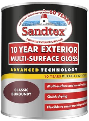 Sandtex 10 Year Exterior Multi Surface Gloss 750ml Classic Burgundy