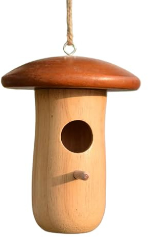 Caja de anidación del -calibres de kolibri para sitio de anidación, distribuidor de alimento para kolibri, decoración colgante | Casa de madera con decoración de setas como un refugio para