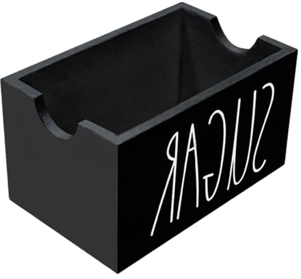 F Fityle Porta bustine di Zucchero, Dispenser Rustico in Legno per caffè, Bar, 20 bustine per Tavolo, Cucina, Hotel, casa, Nero