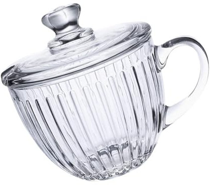 FYYYSLKX Tazza da Colazione in Vetro di Grande capacità con Coperchio, Versatile Ciotola in Vetro for Cereali, Avena, Yogurt, Latte E Frutta, Elegante Manico for Uso Quotidiano E Arredamento
