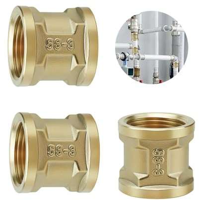 MUNTE 3 Pezzi Manicotto in Ottone 3/4 Pollice Ig/Ig, Raccordo 3/4 in Ottone, Adattatore Raccordo Filettato Femmina (Ø25mm), Buona Tenuta, per L'installazione o La Manutenzione di Condotte