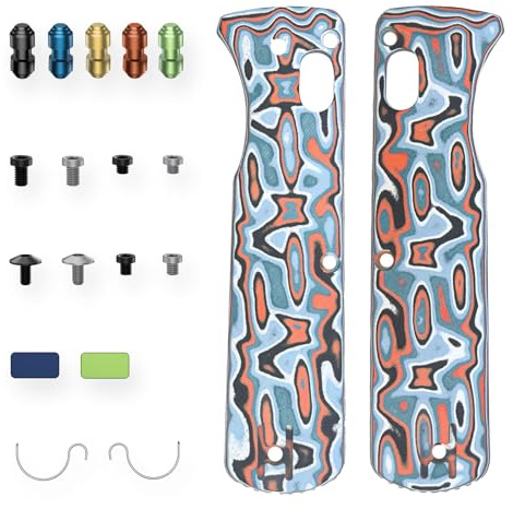 Vombat Handle Scales Kits - Includes Thumb Studs(T6), Handle Screw Sets(T8), Clip Screw Sets(T8), Wire Clip Plates, Omega Springs - Canyon Current Bamboo Micarta - W0109