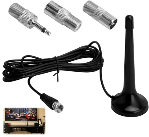 Dab Fm radioantenn med 3 adaptrar, högpresterande Dab antenn för stereo, Fm-antenn, radioantenn och rumsantenn, teleskopantenn, digital radiokompatibel, 75 ohm mottagning