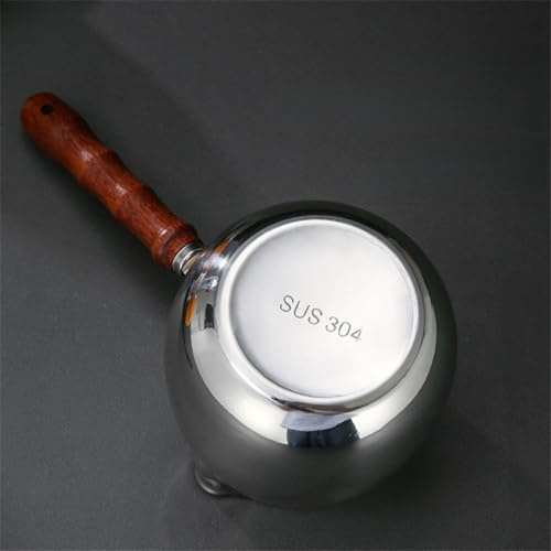 Gettimore Caffettiera turca con manico in legno, in acciaio inox, per sciogliere cioccolato e salsa, capacità 300 ml/420 ml/600 ml, cucina e caffè