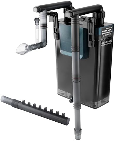 BAITAI Aquariumfilter 650L/h, leiser Außenfilter mit mehrstufiger Filterung, einstellbarem Durchfluss & Sauerstoffzirkulation, Hang-On-Back-Filter für 106–231L Aquarien