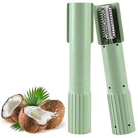 Electric Coconut Grater Machine, Handheld Coconut Scraper, Electric Coconut Shredder, Portable Reusable Stainless Steel Coconut Meat Scraper Tool, Electric Grater for Shop Restaurant Juice (Green)