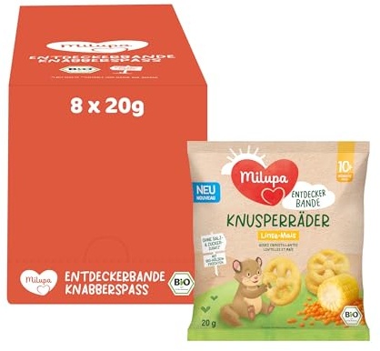 Milupa Entdeckerbande – Knusperräder Linse-Mais – 8x20g – Ab 10+ Monaten