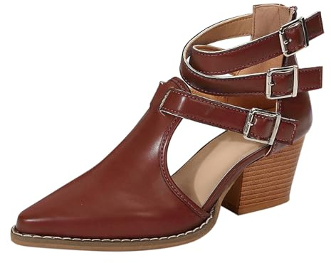Klackskor dam eleganta, pumps dam med remmar spets tår damskor med klack breda fötter traditionella skor vintage höga klackar andas danskängor kilklack höga skor, BRUN, 38 EU