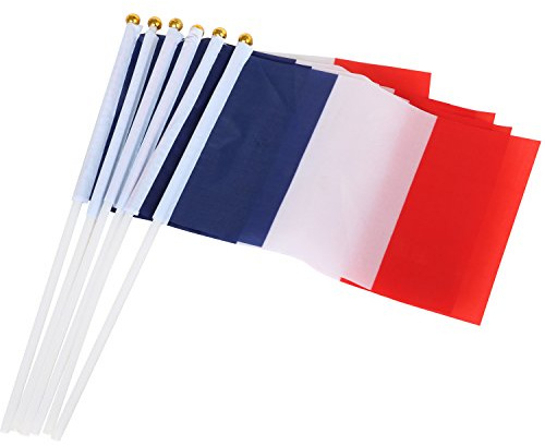 TRIXES 10 französische Handflaggen aus Nylon Frankreich feiern Fahne Fähnchen Bastille Day Feier Sport Fan Unterstützung