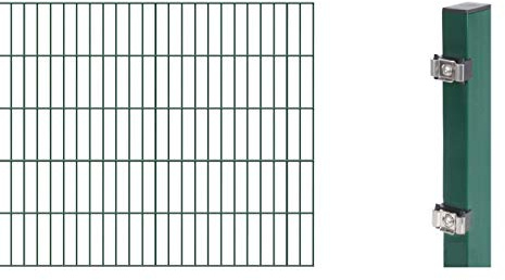 Alberts 644024 Erweiterung zum Doppelstabmattenzaun | verschiedene Höhen - wahlweise in verschiedenen Farben | grün | Höhe 100 cm | Länge 2 m
