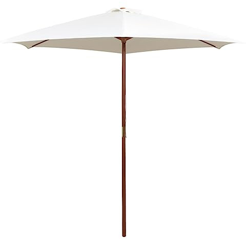 vidaXL Sonnenschirm mit Lüftungsöffnung Gartenschirm Strandschirm Ampelschirm Schirm Balkonschirm Marktschirm 270x270cm Holzstange Cremeweiß