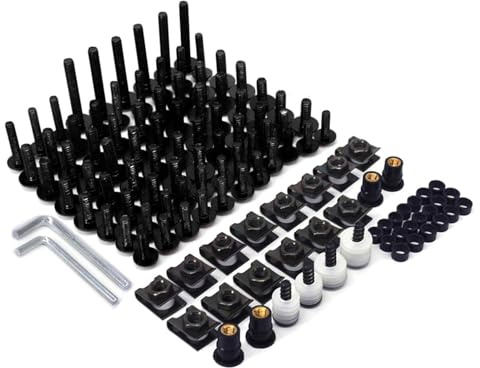 Viti Ergal Moto,Viti Carene Kit Completo Bulloni Moto,Universale-Nero | in Alluminio CNC Viti di Fissaggio Dadi per Moto da Strada Sportive Scooter