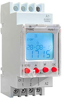 plikc PLK062676 Horis AS2 Dämmerungsschalter/Timer-Digitaler Zeitschalter (Astronomisch 2 Kanäle), grau