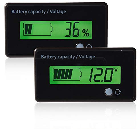 LCD Digital Battery Capacity Monitor, 6-70V Lithium Battery Capacity Tester Voltage Meter with Green Backlit, for Battery Pack, UPS, EPS, Power Supply, etc