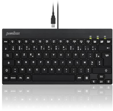 perixx PERIBOARD-326, Mini Clavier USB Filaire Rétroéclairé Silencieux pour Windows, AZERTY Français