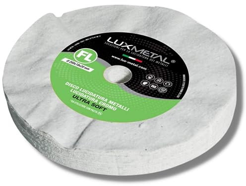 Lux Metal - Disco de pulido ultra suave 200 mm en franela de algodón Discos de pulido de espejo Aluminio Cromo Metales Acero inoxidable Muela abrasiva Latón Cobre Madera Mármol Plexiglás Plata