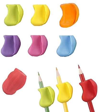 VIKSAUN 7 st crossover penngrepp för barn silikon ergonomiskt hållningskorrigering skrivverktyg för förskolebarn, vuxna, vänster eller höger, lämplig för alla penntyper (flerfärgad)