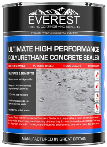 Everest Trade - Concrete Sealer - Polyurethane (PU) Resin Based - Internal And External (Clear, 20 Litre)
