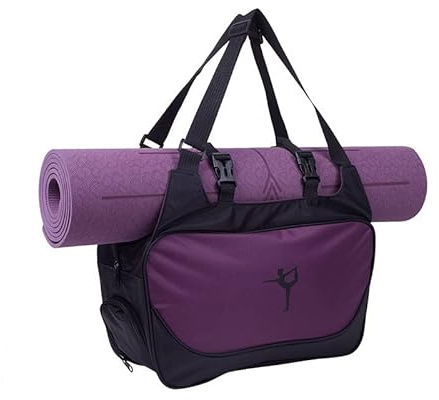 Labstandard Grand sac de yoga pour femme avec poche humide et compartiment à chaussures - Sac de pilates avec sangle élastique - Multifonctionnel - Sangle réglable - Violet