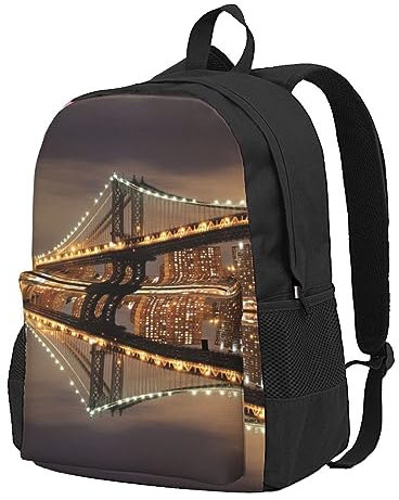 StOlmx New York Manhattan Bridge Night Laptop Rucksack Reiserucksack Große Wickeltasche Arzttasche, Schwarz , One size