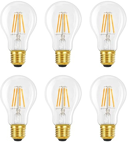 GBLY 6er pack LED E27 Glühbirne: A60 Vintage Lampe Edison Leuchtmittel 4W 2700K Warmweiss Glühlampe Retro Filament Birnen Bulb Energiesparlampe für Haus Café Bar - Nicht Dimmbar | 2700K Warmweiss Glühlampe Retro Filament Birnen Bulb Energiesparlampe für Haus Café Bar - Nicht Dimmbar