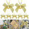 Lazos Arbol Navidad, Lazo Navidad con Campana Decoracion 12 Piezas Lazos Decoracion para árboles de Navidad, Coronas, Decoración de Regalos (Dorado)