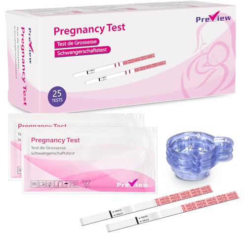 Preview Pregnancy Test Strips 25x Early Pregnancy Tests with Urine Cups 10 MIU/mL 6 Days Early Detection