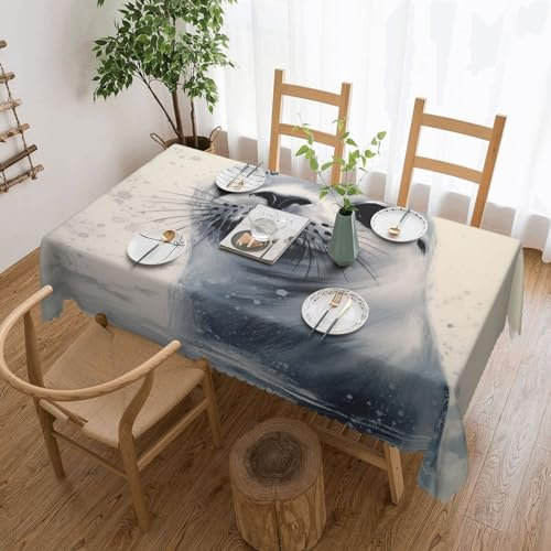 OPSREY Tischdecke mit Harfen-Siegeldruck, wasserdicht und schmutzabweisend, rechteckig, 183 x 137 cm, waschbare Tischdecke für Küche, Dekoration, Innen- und Außenbereich, Partys, Picknicks