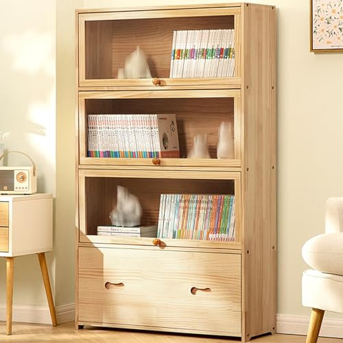 YQMHEZ Durchsichtige Vitrine, bodenstehendes Bücherregal aus Acryl, staubdichte Vitrine mit Massivholzrahmen, schwebende transparente Klapptür, for Wohnzimmer, Schlafzimmer, Heimbüro (Color : B, Siz