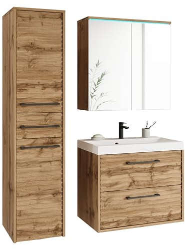 Muebles Slavic Badgarnitur CANADA - Badezimmerschränke - modernes Badezimmer, Badaufbewahrungseinheit - Wotan Eiche
