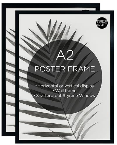 pf+a Perspex Window Pack of 2 A2 Poster Frames - A2 Oxford Black Set of 2 / Black Frames Multipack