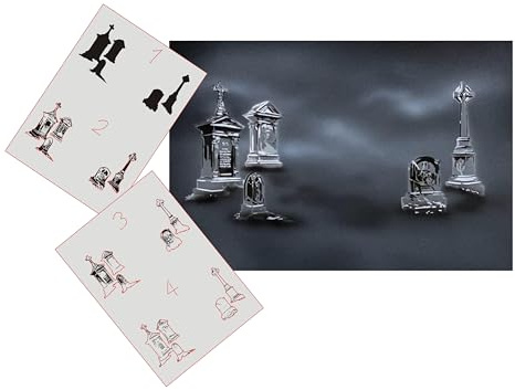 AS-393 Friedhof Step by Step Schablone für Acryl, Airbrush, Spray, Lacke und Wandfarbe Größe M