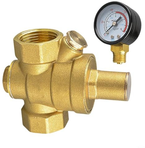 HOHOVYVY Druckminderer Wasser 3/4 Zoll,Druckregler Wasser 3/4 Zoll DN20 Mit Manometer Messing Einstellbar(M)