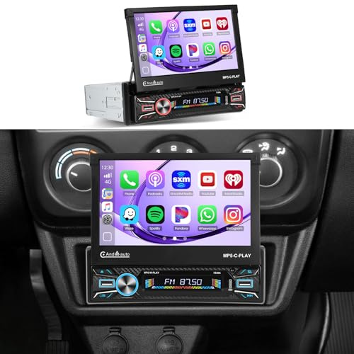 Hikity [2+64GB] Android Radio de Coche 1 DIN con CarPlay Inalámbrico y Android Auto, Pantalla Táctil de 7'' Autoradio Coche con Bluetooth, GPS, Mirror Link, WiFi, FM RDS Radio, EQ, DVR SWC Cámara