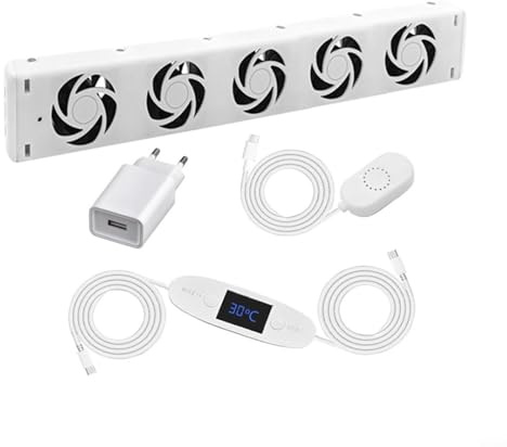 CWOQOCW Heizkörper Ventilator Mit 5 Verbesserten Lüfter, Heizkörperventilator Set, Energieeffizient, Automatische Steuerung, Leise Kühlung Für Kamin Und Heizung(MXRV-201)