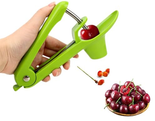 1 Pcs Kirschentkerner,Kirschkernentferner,Cherry Pitter,Obstentkerner,Edelstahl Entkerner Kirschen,Hand Fruit Entkernen,Tragbar Kirschentkernen Werkzeug,für Obst,Kirsche Obstbeere (Grün)