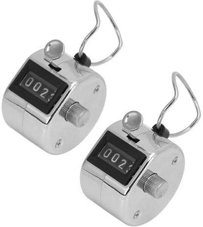 Beufee Clicker -Zähler, 2pcs Metall Handheld Tally Counter 4 -Ziffer klarer Schriftzeichen Mechanische Tonhöhe mit Metallhülle für Reihenpersonen