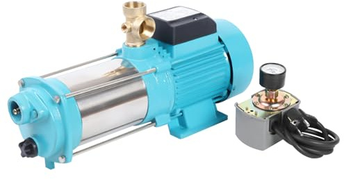 Pompe centrifuge en acier inoxydable, 1300 W, 220 V, 4000 l/h, 98 m, hauteur de décharge, IP44, pompe haute pression pour l'agriculture, jardin, étang avec interrupteur à pression et moteur en cuivre