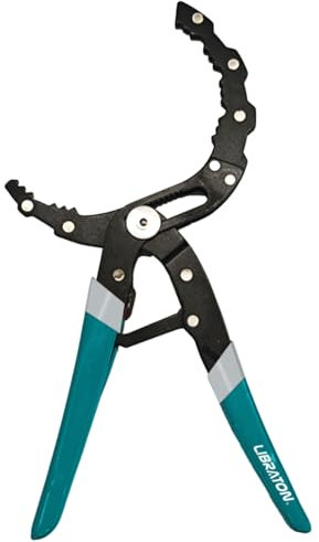 LIBRATON Oil Filter Wrench, 12 Oil Filter Pliers, Quick Adjustable Oil Filter Removal Tool with Spring Structure (2-3/8 to 4-3/4 Opening), One-Hand Use, for Cars, Motorcycles & Trucks