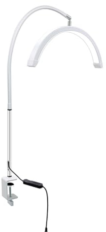Andoer Lampada di bellezza a LED a mezzaluna da 16 pollici con morsetto da scrivania, luce di riempimento per unghie/ciglia da 20 W, tubo flessibile (#3)