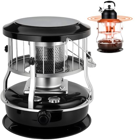 qorkhogr 2 in 1 Portable Kerosene Heater Non electric Indoor Outdoor Heater Portable Indoor Kerosene Radiant Heaters for Home Garage and Camping Black