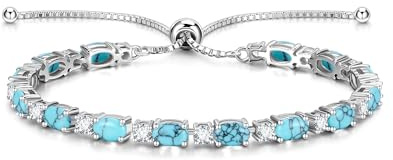 FANCIME Bolo Tennis Armbänder für Damen mit künstliche Geburtsstein | 925 Sterling Silber vergoldet Tennisarmband mit Ovalförmiger imitierter Edelstein Schmuck Geschenke für Frauen Mutter Ehefrau