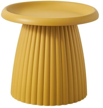 Table Basse Ronde Moderne sur Pied – Design Champignon Nordique 71 cm (L) x 71 cm (l) x 35 cm (H). Table d'appoint Simple en Plastique Blanc pour Balcon, Salon et Petits
