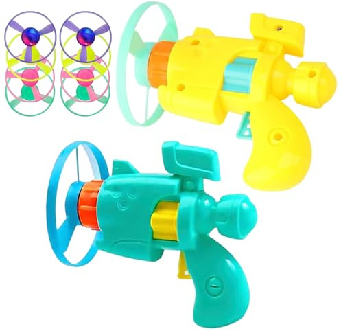 Lawnrden Giocattoli per Gatti|2 Set di Giocattoli Lancia Dischi Volanti Giocattolo per Gatti Volante Illuminato Portatile con eliche Colorate per Gattini per Interni ed Esterni