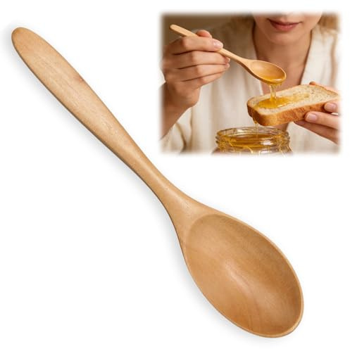 Holzlöffel, stabiler Holzkochlöffel, klassischer Kochlöffel Holz | Feiner Holzlöffel klein, natürlicher Holz Löffel aus Hemu-Holz, umweltfreundlich, für Kaffee, Honig, Suppe & Küche