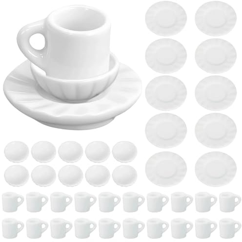ATTEEFI 40 Piezas de Vajilla en Miniatura, Juego de Tazas de Té en Miniatura Creativo, Accesorios Casa para Mini Cocinas y Decoraciones de Mesa, Proyectos de Bricolaje