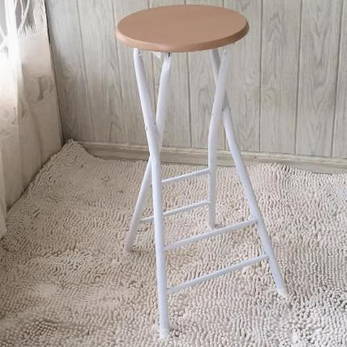 QTWLG Sgabello Pieghevole Per La Casa 60cm 70cm Sedie Pieghevoli Rotonda Per Cucina, Campeggio Sgabello Da Bar Pieghevole In Legno Sgabellos Da Campeggio Portatile(Wood Color,60cm)