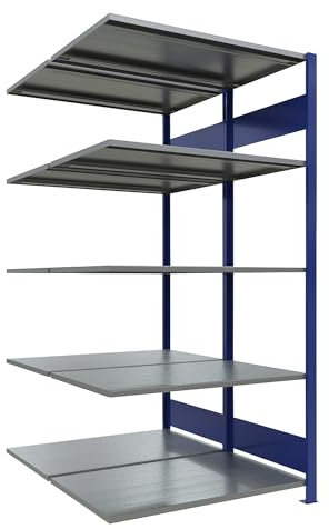 eurokraft | Steckregal | doppelreihig | Fachboden-BxT 1000 x (2 x 600) mm | blau | Höhe 2000 mm | Anbauregal