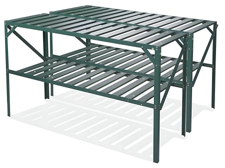 Lacewing 126cm Green Traditional 2 Tier Shelves Greenhouse Staging Garden Storage Shelving Shed Rack Set 2